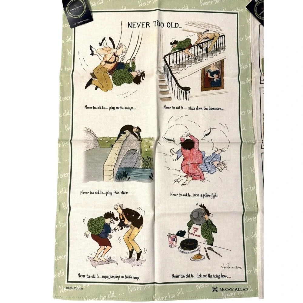 McCaw Allan Tottering by Gently Tea Towel Set of 2 Comics Old Age Gift